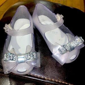 mini melissa Clear glitter UltraGirl Stars-Bow Ballerina. Size 5 toddler